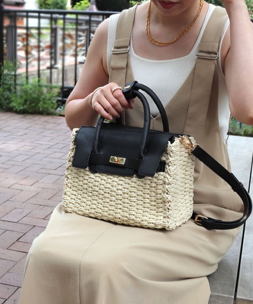 MIAN (ミアン)の「ペーパーベルト2wayトートバッグ(かごバッグ・レディース・ブラウン/カーキ/ブラック・FREE)」の2枚目の写真