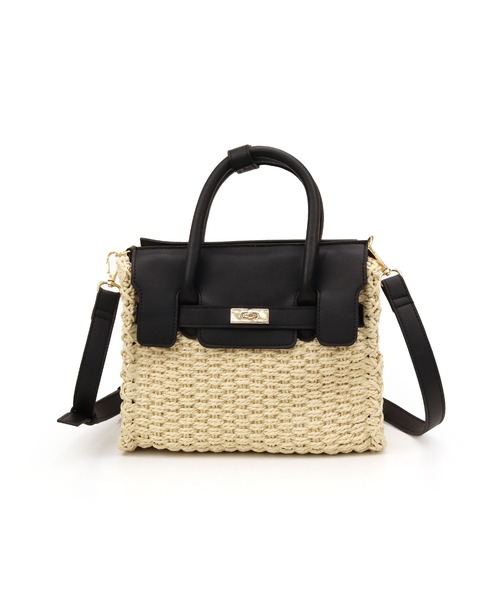 MIAN (ミアン)の「ペーパーベルト2wayトートバッグ(かごバッグ・レディース・ブラウン/カーキ/ブラック・FREE)」の6枚目の写真