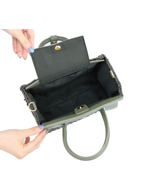 MIAN (ミアン)の「ペーパーベルト2wayトートバッグ(かごバッグ・レディース・ブラウン/カーキ/ブラック・FREE)」の18枚目の写真