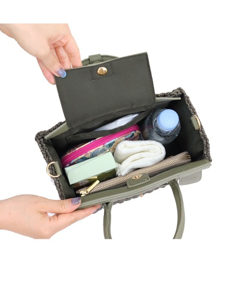 MIAN (ミアン)の「ペーパーベルト2wayトートバッグ(かごバッグ・レディース・ブラウン/カーキ/ブラック・FREE)」の14枚目の写真