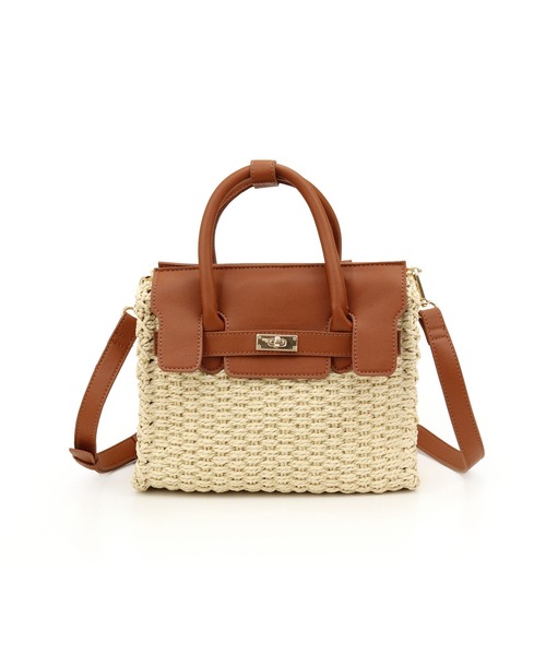 MIAN (ミアン)の「ペーパーベルト2wayトートバッグ(かごバッグ・レディース・ブラウン/カーキ/ブラック・FREE)」の12枚目の写真