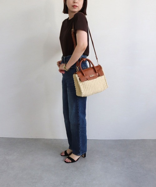 MIAN (ミアン)の「ペーパーベルト2wayトートバッグ(かごバッグ・レディース・ブラウン/カーキ/ブラック・FREE)」の5枚目の写真