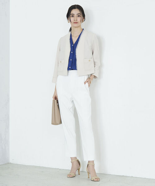 ノーリーズ/◇【WEB限定】ウォッシャブルリネンライクフリンジショートジャケット セール】◇【WEB限定】ウォッシャブルリネンライクフリンジショート