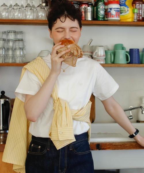 Birthday room（バースデイルーム）の「ハート刺繍Tシャツ（Tシャツ/カットソー・レディース・ホワイト/ピンク/ブルー/グリーン/イエロー・SMALL/MEDIUM）」の10枚目の写真