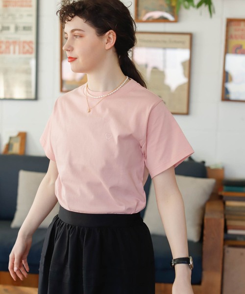 Birthday room（バースデイルーム）の「ハート刺繍Tシャツ（Tシャツ/カットソー・レディース・ホワイト/ピンク/ブルー/グリーン/イエロー・SMALL/MEDIUM）」の11枚目の写真