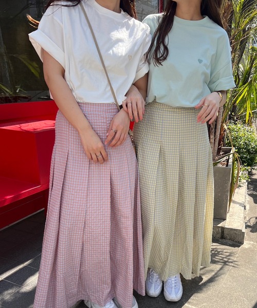 Birthday room（バースデイルーム）の「ハート刺繍Tシャツ（Tシャツ/カットソー・レディース・ホワイト/ピンク/ブルー/グリーン/イエロー・SMALL/MEDIUM）」の14枚目の写真