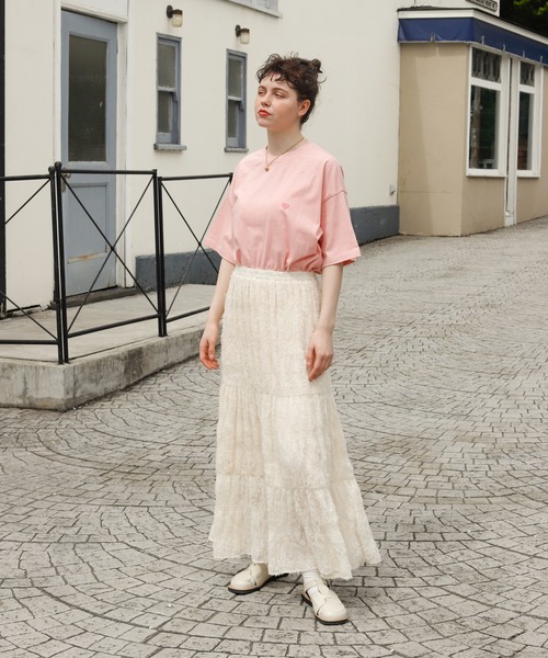 Birthday room（バースデイルーム）の「ハート刺繍Tシャツ（Tシャツ/カットソー・レディース・ホワイト/ピンク/ブルー/グリーン/イエロー・SMALL/MEDIUM）」の15枚目の写真