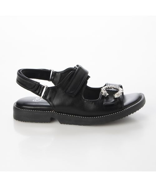 Fin(フィン)の「ダブルベルトビジューサンダル【低反発スポンジ入り】(サンダル・レディース・アイボリー/ブラック・S/M/L/LL)」の4枚目の写真