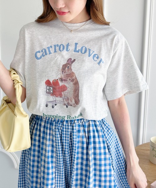 Loueme（ルエム）の「キャロットバニービッグTシャツ（Tシャツ/カットソー・レディース・ホワイト/グレー・L/M）」の2枚目の写真