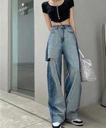 ▲Side Damage Wide Denim Pants / サイドダメージ ワイドデニムパンツ
