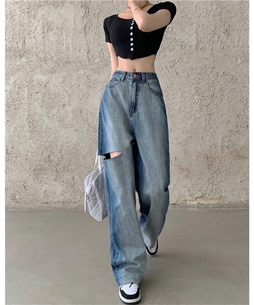 Chick（チック）の「▲Side Damage Wide Denim Pants / サイドダメージ ワイドデニムパンツ（デニムパンツ・メンズ・ブルー・M/L）」の6枚目の写真
