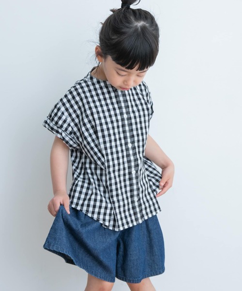 URBAN RESEARCH DOORS（アーバンリサーチドアーズ）の「『親子リンク』半袖ワイドタックシャツ(KIDS)（シャツ/ブラウス・キッズ・チェック/ブルー・135/120/105）」の4枚目の写真