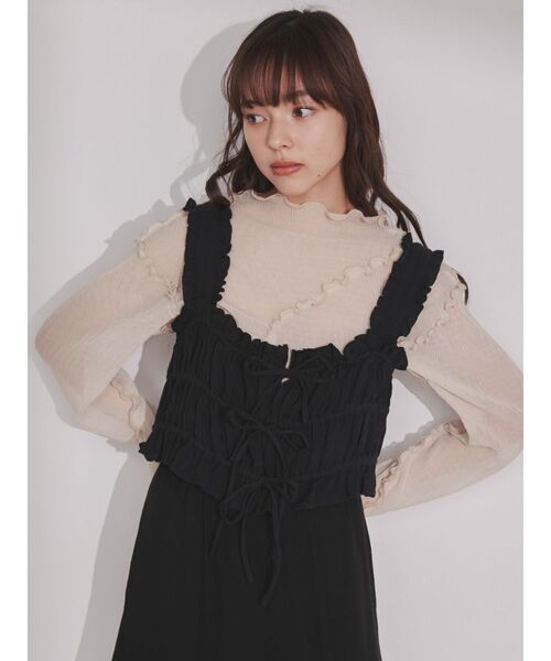 merry jenny（メリージェニー）の「リボンリボンリボンビスチェ（ベスト・レディース・オフホワイト/ブラック・FREE）」の5枚目の写真