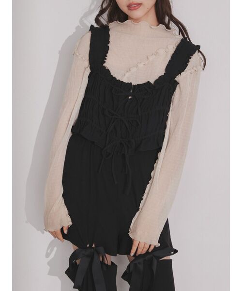 merry jenny（メリージェニー）の「リボンリボンリボンビスチェ（ベスト・レディース・オフホワイト/ブラック・FREE）」の13枚目の写真