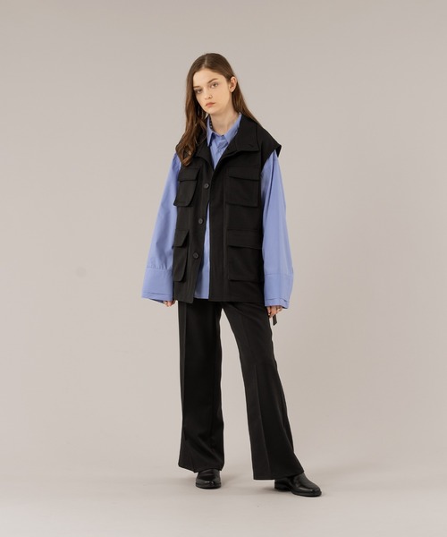 SELLE GLANT(セレグランテ)の「SEMI FLARE WIDE PANTS/セミフレアワイドパンツ(スラックス・メンズ・ダークグリーン/ブラック・SMALL/MEDIUM/LARGE)」の8枚目の写真