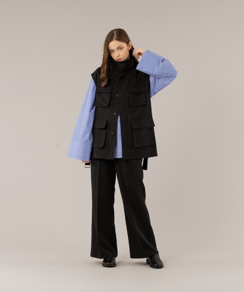 SELLE GLANT(セレグランテ)の「SEMI FLARE WIDE PANTS/セミフレアワイドパンツ(スラックス・メンズ・ダークグリーン/ブラック・SMALL/MEDIUM/LARGE)」の5枚目の写真