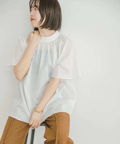 ITEMS URBANRESEARCH(アイテムズ アーバンリサーチ)の「『UR GREEN』ハイネックブラウス(シャツ/ブラウス・レディース・ブラック/ホワイト/ミント・FREE)」の9枚目の写真