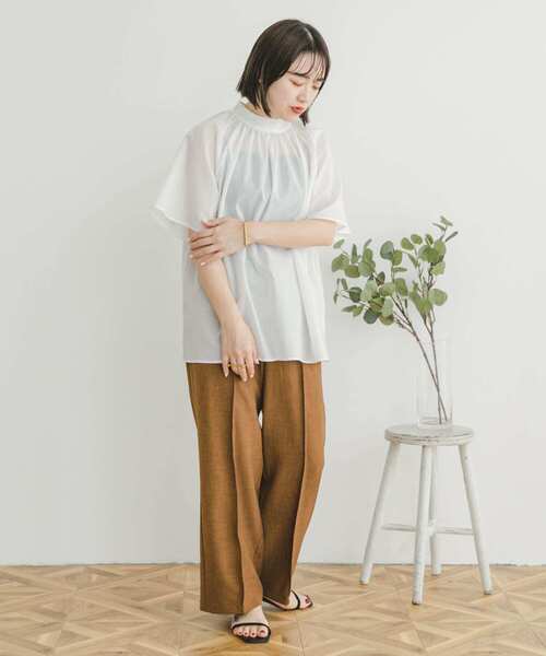 ITEMS URBANRESEARCH(アイテムズ アーバンリサーチ)の「『UR GREEN』ハイネックブラウス(シャツ/ブラウス・レディース・ブラック/ホワイト/ミント・FREE)」の14枚目の写真