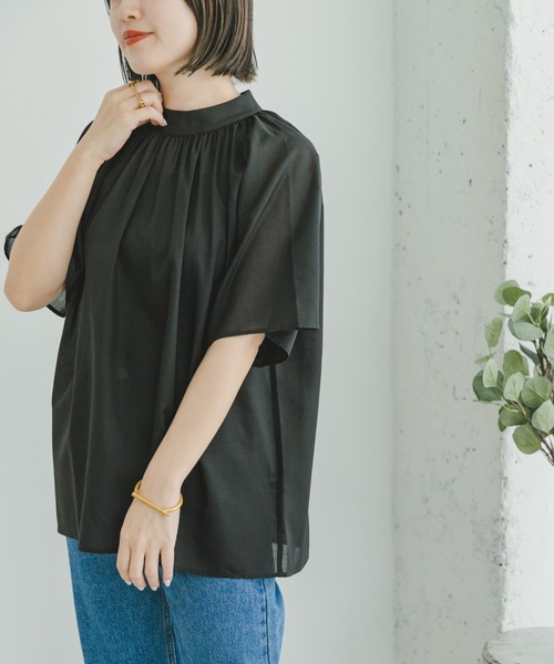 ITEMS URBANRESEARCH(アイテムズ アーバンリサーチ)の「『UR GREEN』ハイネックブラウス(シャツ/ブラウス・レディース・ブラック/ホワイト/ミント・FREE)」の22枚目の写真