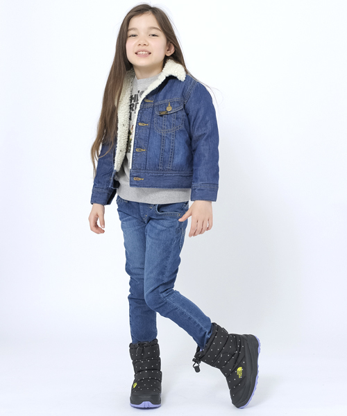 X-girl Stages（エックスガールステージス）の「【VERY11月号掲載】XGS × Lee BOA STORM RIDER(4T～7T)（デニムジャケット・キッズ・インディゴブルー・4T/5T/6T/7T）」の8枚目の写真