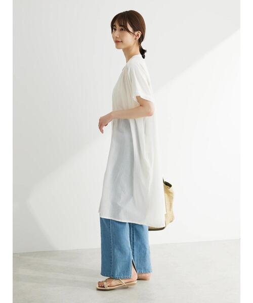 Green Parks(グリーンパークス)の「I ギャザー5分袖チュニック(チュニック・レディース・パープル/オフホワイト/グリーン/ブラック・FREE)」の20枚目の写真