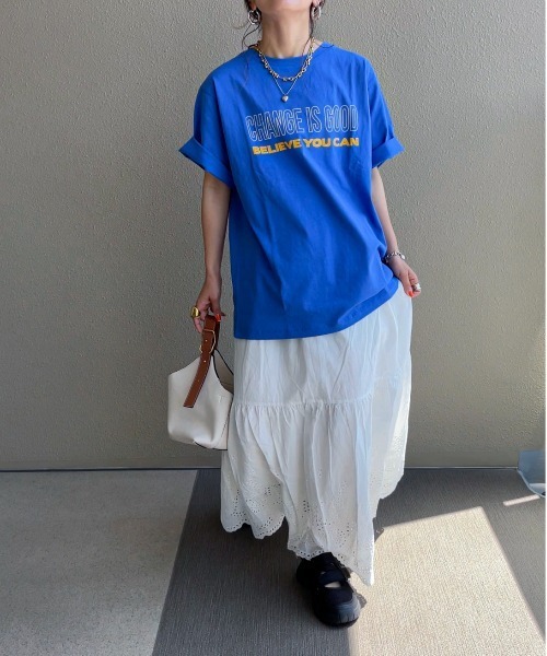 feepur by saya（フェピュールバイサヤ）の「メッセージロゴTee（Tシャツ/カットソー・レディース・ブルー/オフホワイト/ピンク・MEDIUM）」の5枚目の写真