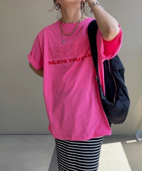 feepur by saya（フェピュールバイサヤ）の「メッセージロゴTee（Tシャツ/カットソー・レディース・ブルー/オフホワイト/ピンク・MEDIUM）」の11枚目の写真