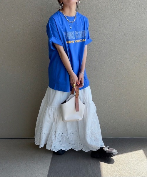 feepur by saya（フェピュールバイサヤ）の「メッセージロゴTee（Tシャツ/カットソー・レディース・ブルー/オフホワイト/ピンク・MEDIUM）」の6枚目の写真