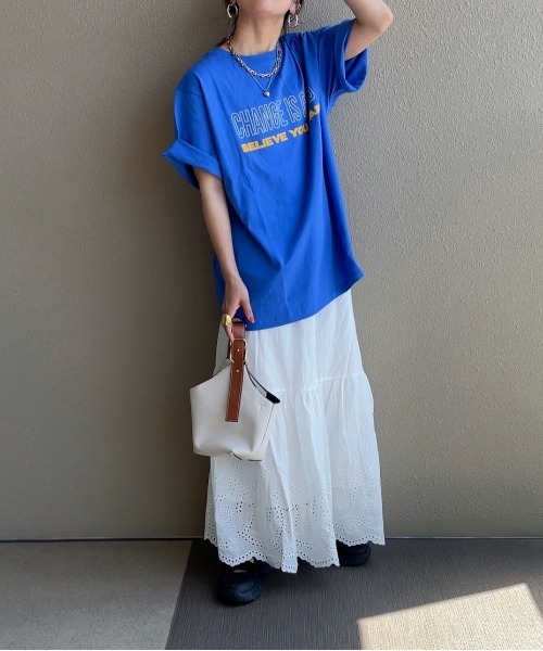 feepur by saya（フェピュールバイサヤ）の「メッセージロゴTee（Tシャツ/カットソー・レディース・ブルー/オフホワイト/ピンク・MEDIUM）」の7枚目の写真