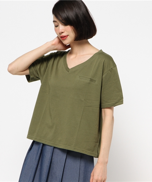 Kastane（カスタネ）の「【Kastane】ドライタッチVネックTEE（Tシャツ/カットソー・レディース・ピンク/オフホワイト/グレー/チャコールグレー/カーキ/ブラック/レッド/ホワイト・FREE）」の7枚目の写真