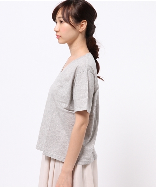 Kastane（カスタネ）の「【Kastane】ドライタッチVネックTEE（Tシャツ/カットソー・レディース・ピンク/オフホワイト/グレー/チャコールグレー/カーキ/ブラック/レッド/ホワイト・FREE）」の10枚目の写真