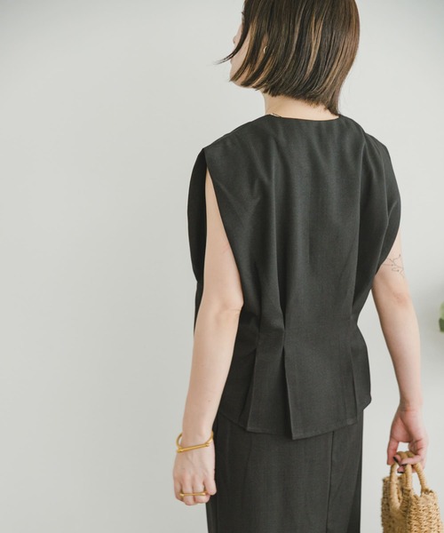 ITEMS URBANRESEARCH（アイテムズ アーバンリサーチ）の「ドライタッチセットスカート（ワンピース・レディース・ブラック/モカ・FREE）」の4枚目の写真