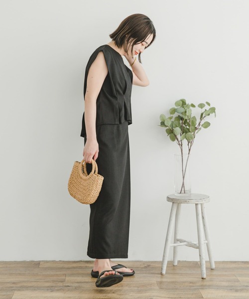 ITEMS URBANRESEARCH（アイテムズ アーバンリサーチ）の「ドライタッチセットスカート（ワンピース・レディース・ブラック/モカ・FREE）」の10枚目の写真