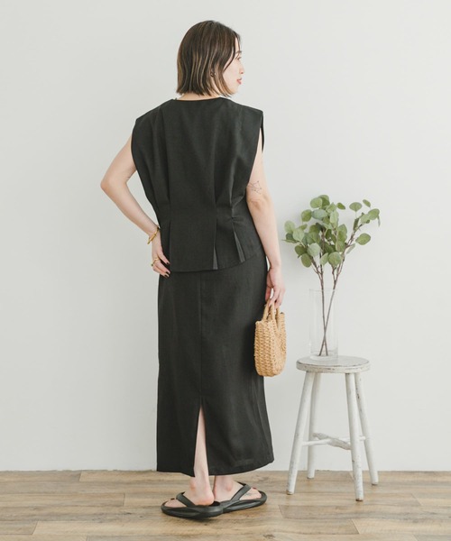 ITEMS URBANRESEARCH（アイテムズ アーバンリサーチ）の「ドライタッチセットスカート（ワンピース・レディース・ブラック/モカ・FREE）」の11枚目の写真