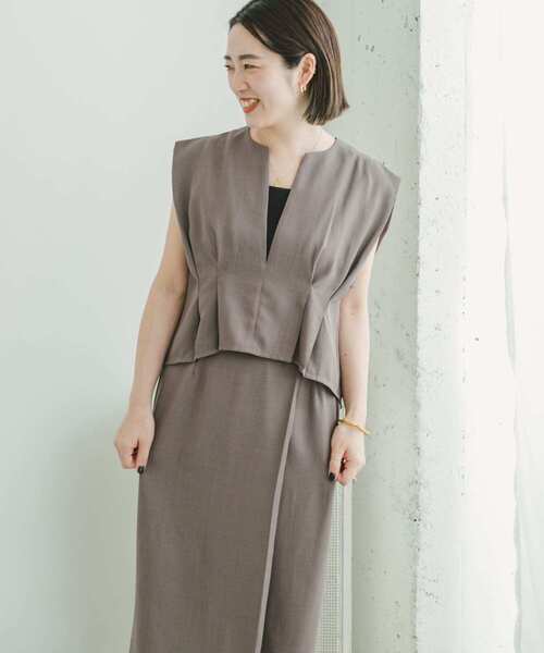 ITEMS URBANRESEARCH（アイテムズ アーバンリサーチ）の「ドライタッチセットスカート（ワンピース・レディース・ブラック/モカ・FREE）」の14枚目の写真