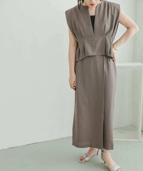 ITEMS URBANRESEARCH（アイテムズ アーバンリサーチ）の「ドライタッチセットスカート（ワンピース・レディース・ブラック/モカ・FREE）」の17枚目の写真