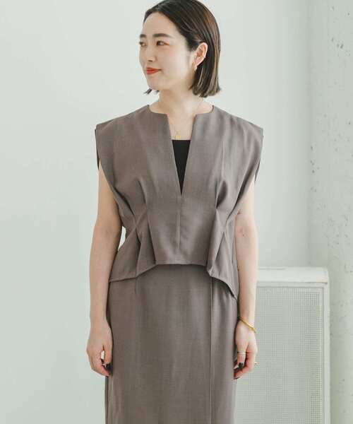 ITEMS URBANRESEARCH（アイテムズ アーバンリサーチ）の「ドライタッチセットスカート（ワンピース・レディース・ブラック/モカ・FREE）」の22枚目の写真