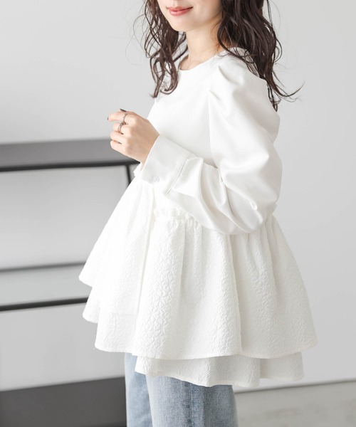 SUGAR BISKET（シュガービスケット）の「ペプラムプルオーバー（Tシャツ/カットソー・レディース・ブラック/ホワイト/ホワイト系その他/ブラック系その他・フリー）」の2枚目の写真