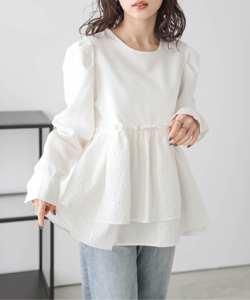 SUGAR BISKET（シュガービスケット）の「ペプラムプルオーバー（Tシャツ/カットソー・レディース・ブラック/ホワイト/ホワイト系その他/ブラック系その他・フリー）」の5枚目の写真