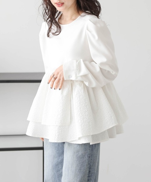 SUGAR BISKET（シュガービスケット）の「ペプラムプルオーバー（Tシャツ/カットソー・レディース・ブラック/ホワイト/ホワイト系その他/ブラック系その他・フリー）」の7枚目の写真