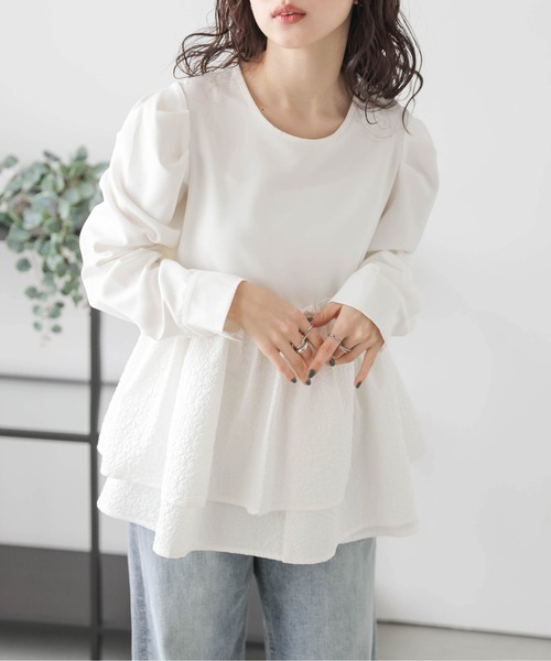 SUGAR BISKET（シュガービスケット）の「ペプラムプルオーバー（Tシャツ/カットソー・レディース・ブラック/ホワイト/ホワイト系その他/ブラック系その他・フリー）」の10枚目の写真