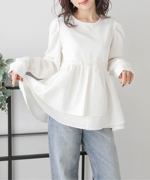 SUGAR BISKET（シュガービスケット）の「ペプラムプルオーバー（Tシャツ/カットソー・レディース・ブラック/ホワイト/ホワイト系その他/ブラック系その他・フリー）」の11枚目の写真