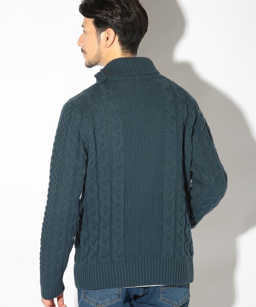 UNION STATION（ユニオンステーション）の「ドクターネックケーブルニット（ニット/セーター・メンズ・ボルドー/ブルー/ブラウン/ホワイト/ブラック・LL/L/M）」の8枚目の写真