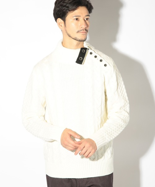 UNION STATION（ユニオンステーション）の「ドクターネックケーブルニット（ニット/セーター・メンズ・ボルドー/ブルー/ブラウン/ホワイト/ブラック・LL/L/M）」の9枚目の写真