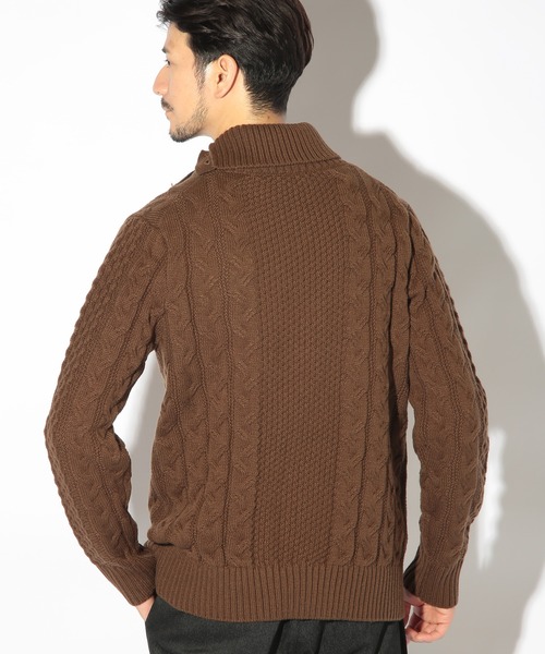 UNION STATION（ユニオンステーション）の「ドクターネックケーブルニット（ニット/セーター・メンズ・ボルドー/ブルー/ブラウン/ホワイト/ブラック・LL/L/M）」の14枚目の写真