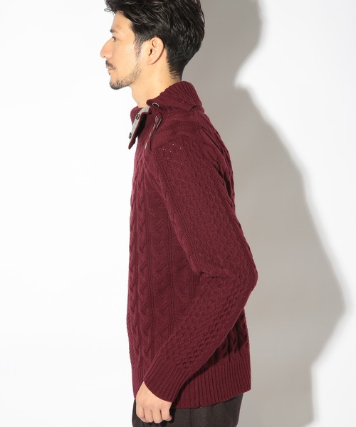 UNION STATION（ユニオンステーション）の「ドクターネックケーブルニット（ニット/セーター・メンズ・ボルドー/ブルー/ブラウン/ホワイト/ブラック・LL/L/M）」の16枚目の写真