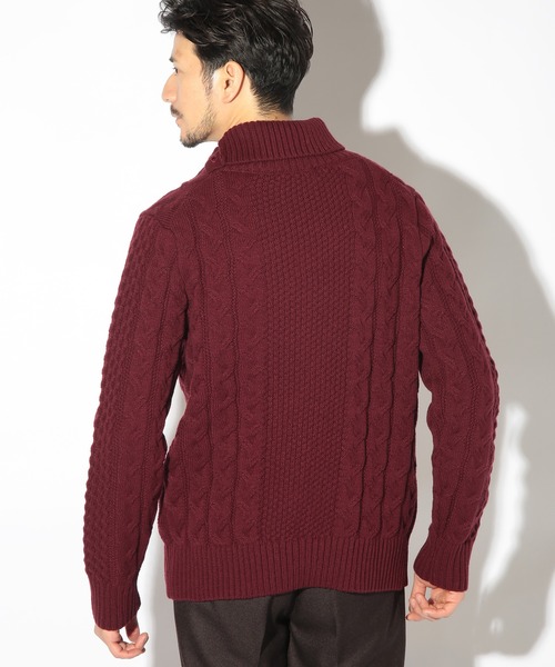 UNION STATION（ユニオンステーション）の「ドクターネックケーブルニット（ニット/セーター・メンズ・ボルドー/ブルー/ブラウン/ホワイト/ブラック・LL/L/M）」の17枚目の写真