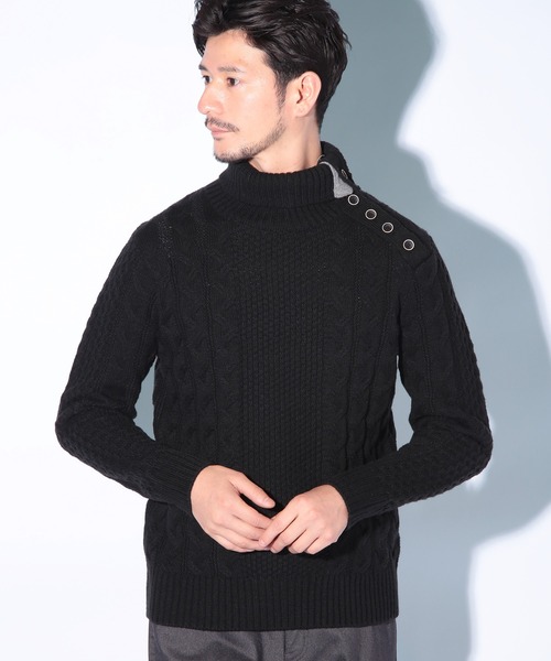 UNION STATION（ユニオンステーション）の「ドクターネックケーブルニット（ニット/セーター・メンズ・ボルドー/ブルー/ブラウン/ホワイト/ブラック・LL/L/M）」の18枚目の写真