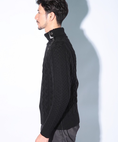 UNION STATION（ユニオンステーション）の「ドクターネックケーブルニット（ニット/セーター・メンズ・ボルドー/ブルー/ブラウン/ホワイト/ブラック・LL/L/M）」の19枚目の写真