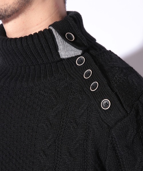 UNION STATION（ユニオンステーション）の「ドクターネックケーブルニット（ニット/セーター・メンズ・ボルドー/ブルー/ブラウン/ホワイト/ブラック・LL/L/M）」の22枚目の写真